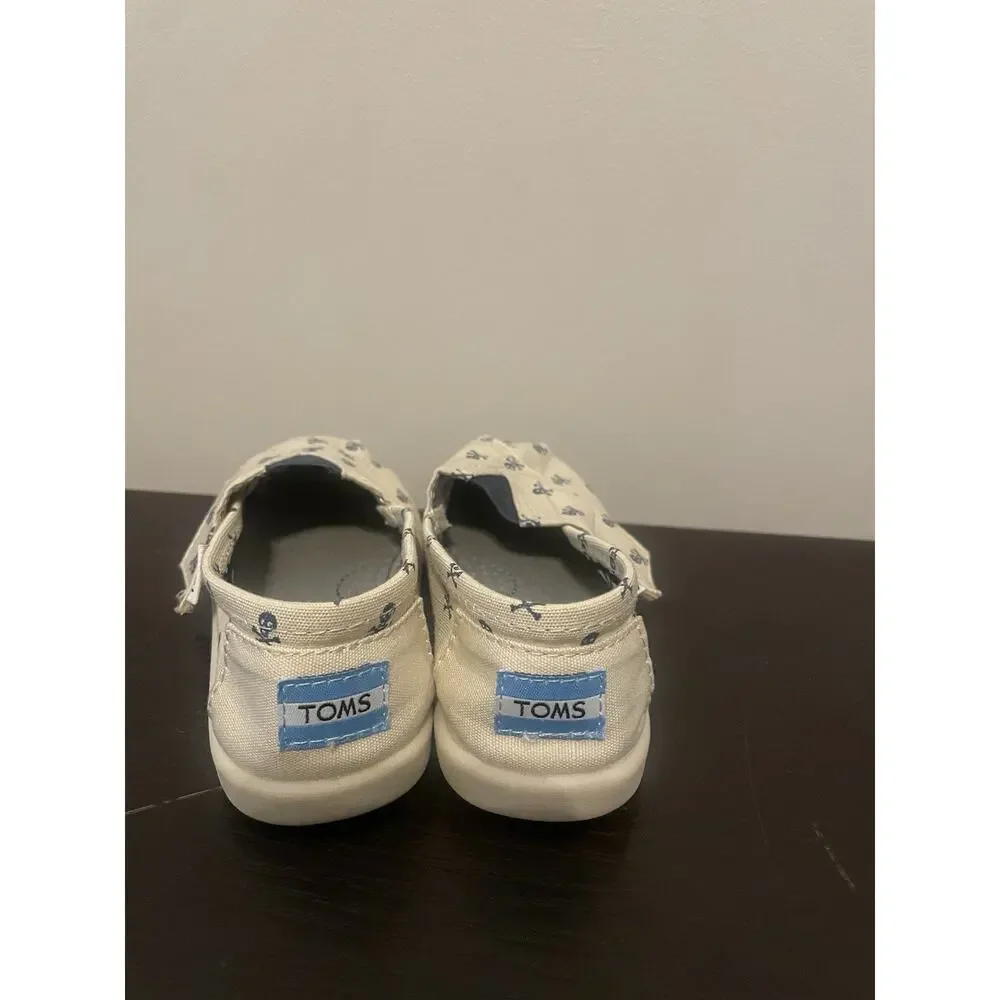 Toms Classics Natural Roque Tiny Toddler‎ Slip On Casual Canvas Flat Shoes 7.5